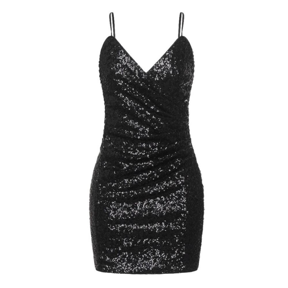 NWT Dondup Sheath  Sequin Mini Dress Black IT 44 US 8 Medium Cocktail Party Club
